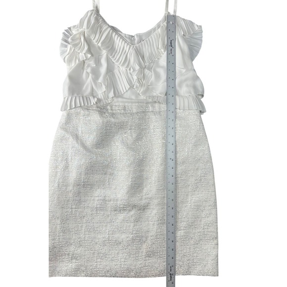 LOFT White Ruffle Detail, Party Cocktail Midi Dress Size 12 - Picture 5 of 8